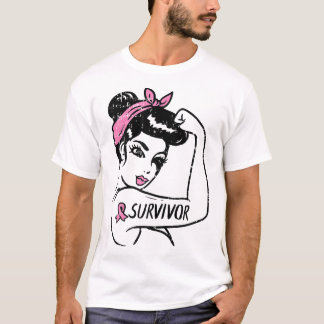 Breast Cancer Survivor Rosie Riveter Pink Awarenes T-Shirt