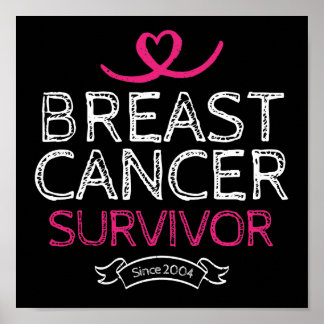 Breast Cancer Survivor Since 2004 Awareness Heart Poster