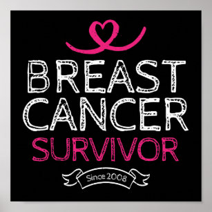 Breast Cancer Survivor Since 2008 Awareness Heart Poster