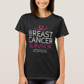 Breast Cancer Survivor Since 2010 Awareness Heart T-shirt by ne1512BLVD at Zazzle