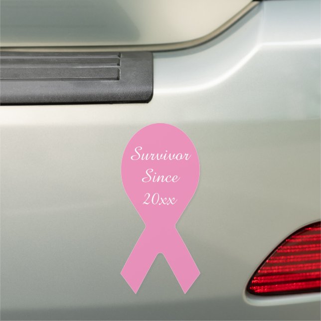 Breast Cancer Survivor Since 20XX Pink Ribbon Car Magnet (In Situ)