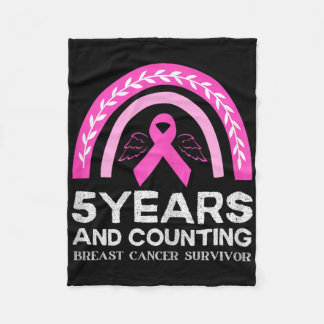 Breast Cancer Survivor Tee 5 Years Cancer Free Pin Fleece Blanket