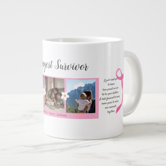 Breast Cancer Survivor Three Photo Collage Mug (Front Right)