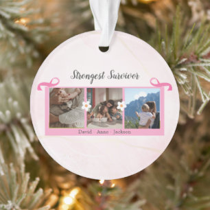 Breast Cancer Survivor Three Photo Collage Mug Ornament