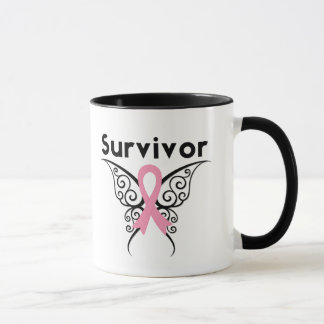 Breast Cancer Survivor Tribal Butterfly Mug