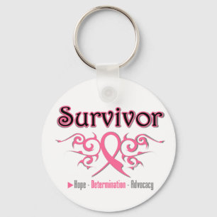 Breast Cancer Survivor Tribal Ribbon Keychain