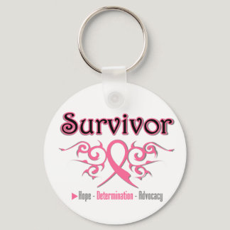 Breast Cancer Survivor Tribal Ribbon Keychain