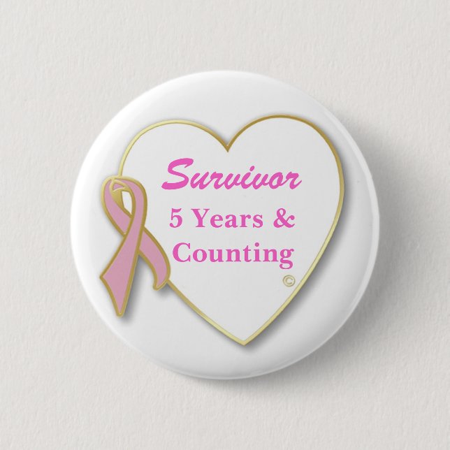 Breast Cancer Survivor-- Years & Counting Pinback Button (Front)