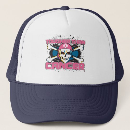Breast Cancer Tougher Than Cancer Skull Trucker Hat