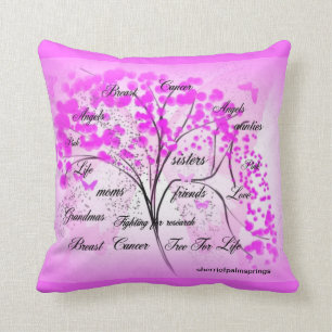 Breast Cancer tree of life by Angels Throw Pillow