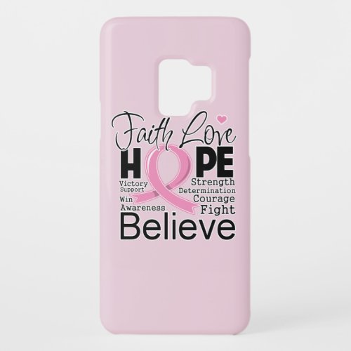 Breast Cancer Typographic Faith Love Hope Case_Mate Samsung Galaxy S9 Case