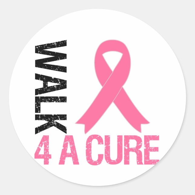 Breast Cancer Walk For A Cure Classic Round Sticker (Front)
