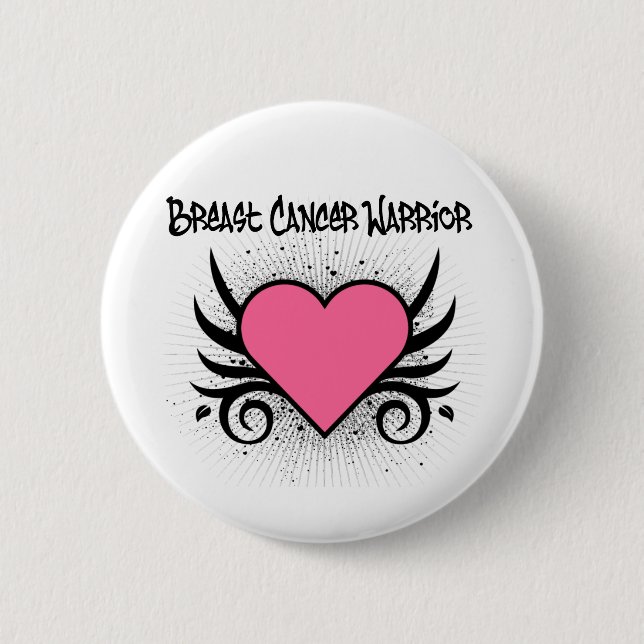 Breast Cancer Warrior Heart Button (Front)