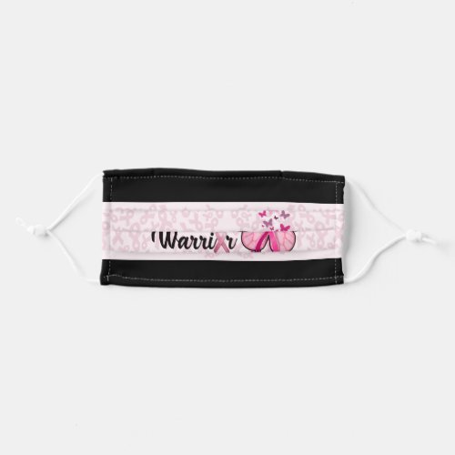 Breast Cancer Warrior Pink Ribbon Awareness Adult Cloth Face Mask