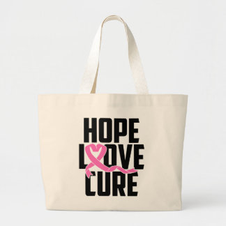 Breast Cancer Warrior Pink Ribbon Awareness Hope Large Tote Bag