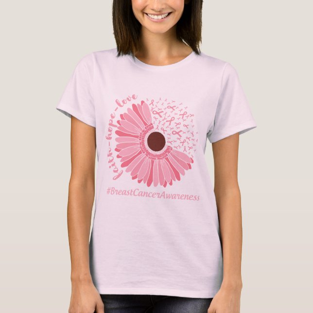 Breast Cancer Warrior Pink Ribbon T-Shirt (Front)