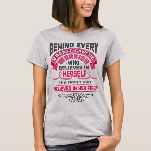 Breast Cancer Warrior Support Family Team T_Shirt