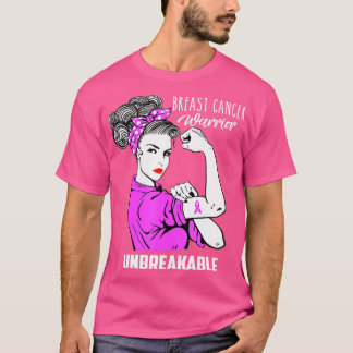 Breast Cancer Warrior Unbreakable  Awareness Gift  T-Shirt