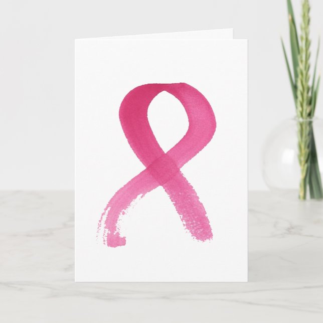 Breast Cancer Watercolor Ribbon Card (Front)