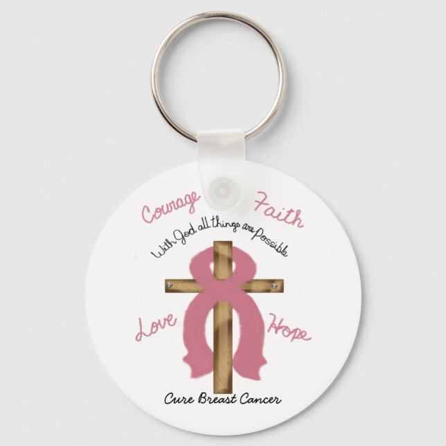 Breast Cancer with God all is possible key ring (Front)