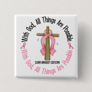 Breast Cancer WITH GOD CROSS 1 Button