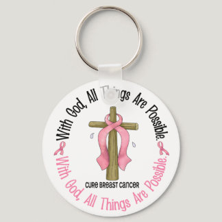 Breast Cancer WITH GOD CROSS 1 Keychain