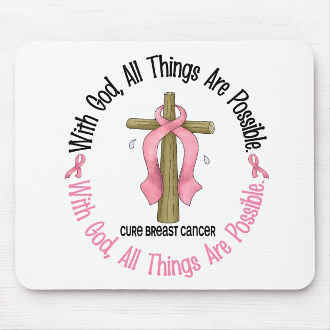 Breast Cancer WITH GOD CROSS 1 Mouse Pad (Front)