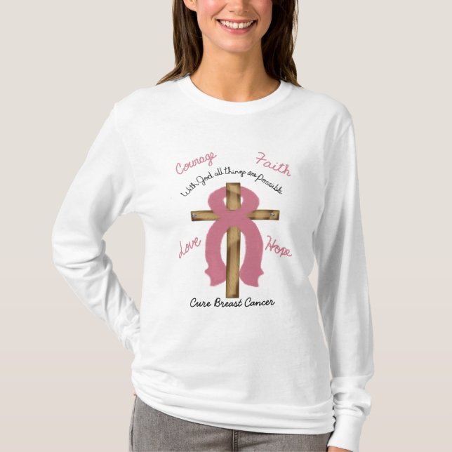 Breast Cancer With God  we trust Cross shirt (Front)