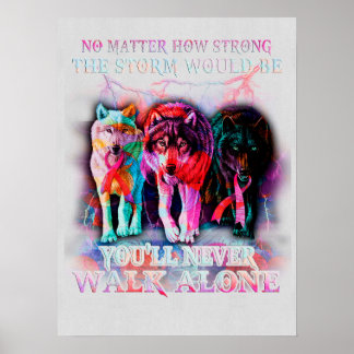 Breast Cancer Wolf You Will Never Walk Alone Cance Poster