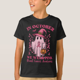 Breast Cancer Women Halloween Ghost In October We T-Shirt