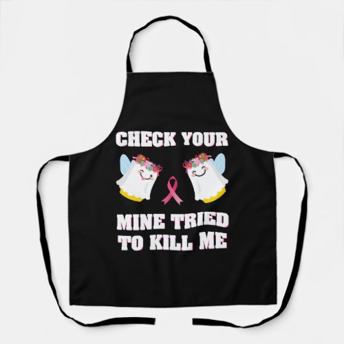 Breast Cancer Women Mom Funny Check Your Boo Bees Apron