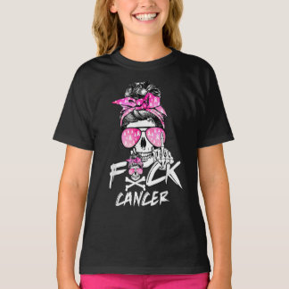 Breast Cancer Women Warrior Pink Ribbon Messy T-Shirt