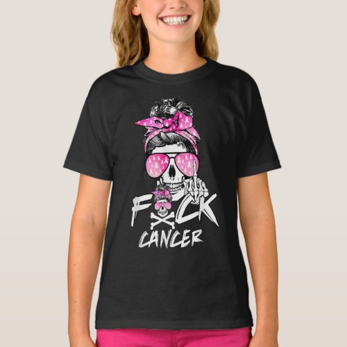 Breast Cancer Women Warrior Pink Ribbon Messy T_Shirt