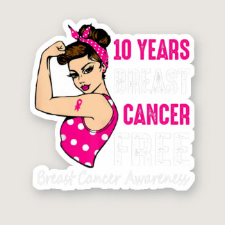 Breast Cancerversary 10 Year Riveter Ribbon Breast Sticker