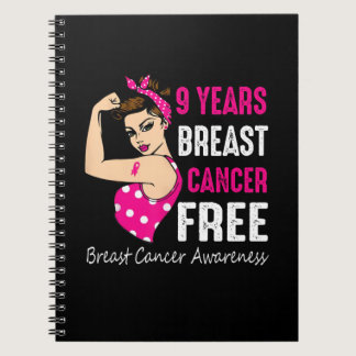 Breast Cancerversary 9 Year Riveter Ribbon Breast  Notebook