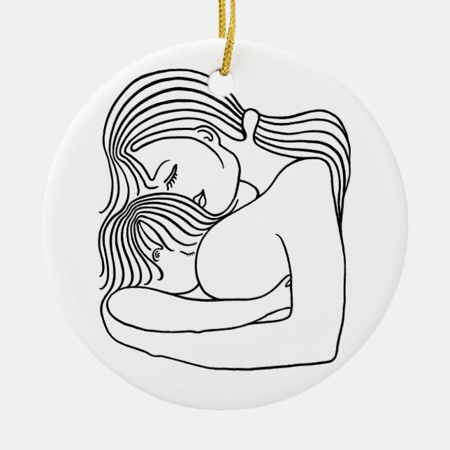 Breast-feeding Ceramic Ornament (Front)