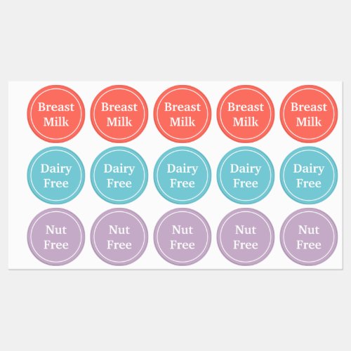 Breast Milk Nut Free Food Craft Business Product Labels