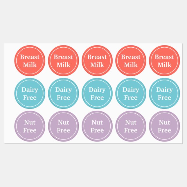 Breast Milk Nut Free Food Craft Business Product Labels (Sheet)