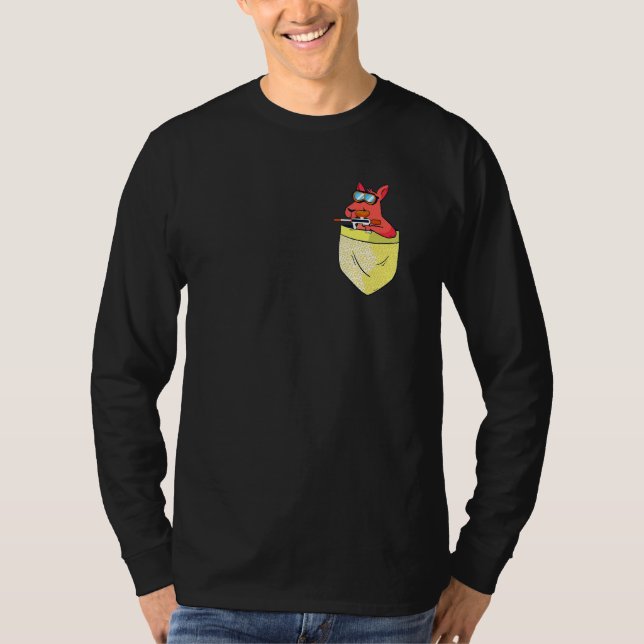 Breast Pocket Funny Kangaroo Paintball T-Shirt (Front)