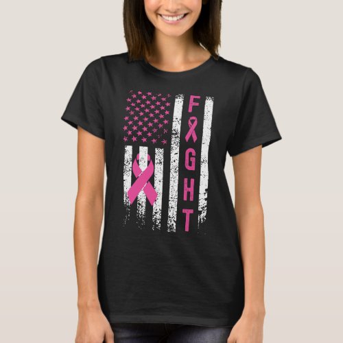 Breast Survivor American Flag Breast Cancer Awaren T_Shirt