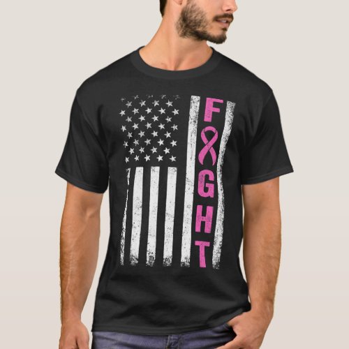 Breast Survivor American Flag Breast Cancer Awaren T_Shirt