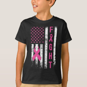 Breast Survivor American Flag Breast Cancer Awaren T-Shirt