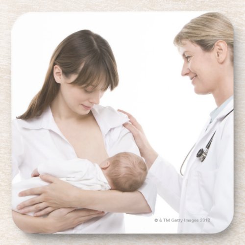 Breastfeeding advice from a doctor beverage coaster