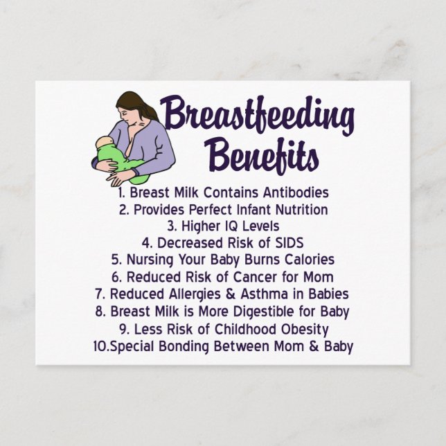 Breastfeeding Benefits Lactation Consultant List Postcard (Front)