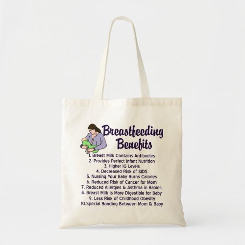 Breastfeeding Benefits List Lactation Consultant Tote Bag