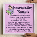 Breastfeeding Benefits Top 10 List for Nursing Poster<br><div class="desc">A great poster for an obstetrician or gynecology office to share the benefits for breastfeeding to their patients. Women should be educated on all the wonderful reasons to nurse your baby. Breast milk contains antibodies to protect your children from illnesses. It is formulated to provide perfect infant nutrition, is linked...</div>