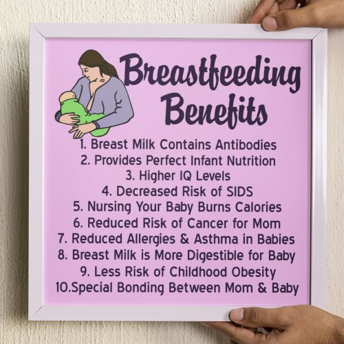 Breastfeeding Benefits Top 10 List for Nursing Poster