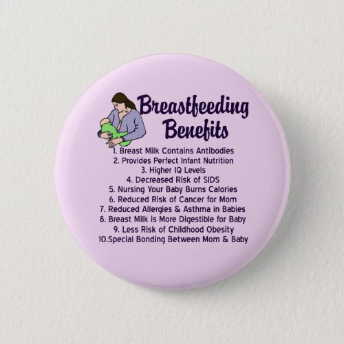 Breastfeeding Benefits Top 10 Reasons for Nursing Button