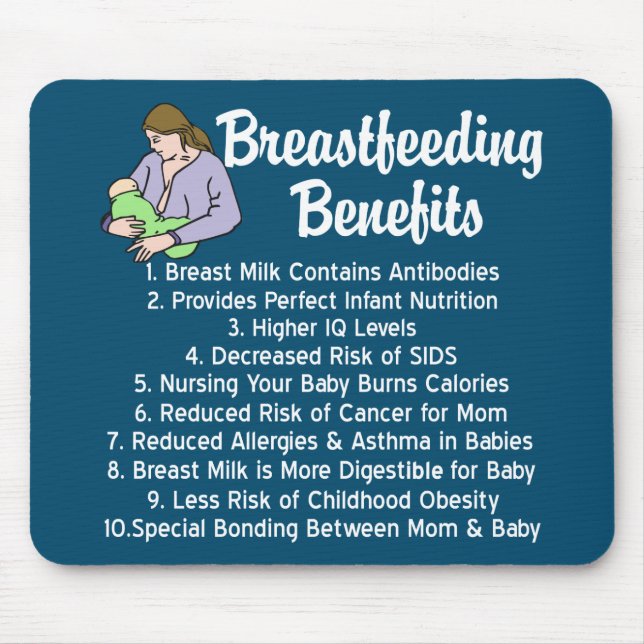 Breastfeeding Benefits Top 10 Reasons for Nursing Mouse Pad (Front)