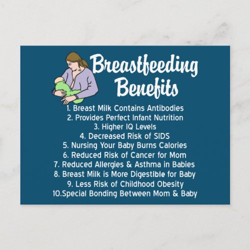 Breastfeeding Benefits Top 10 Reasons for Nursing Postcard